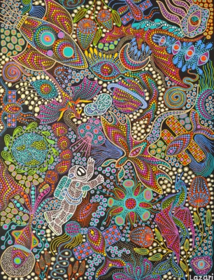 Space Expedition by Oxana Lazari, 2022, acrylic dot art painting, 60x80 cm