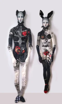 Adam and Lilith, art doll by Tatiana Pundeva, handcrafted collectible piece, 180x150 cm, 2025, unique art doll for collectors, modern artistic design