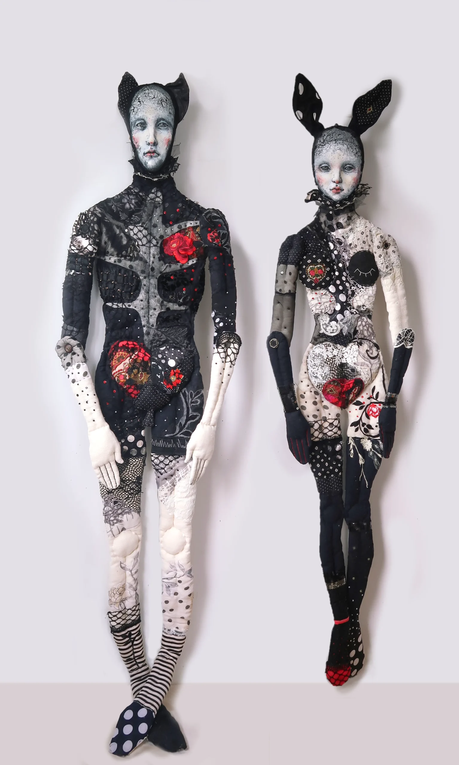 Adam and Lilith, art doll by Tatiana Pundeva, handcrafted collectible piece, 180x150 cm, 2025, unique art doll for collectors, modern artistic design