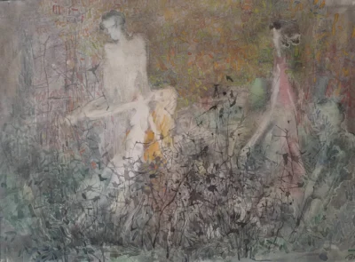 „Lucrarea „Emoțiile” de Diaconu Gheorghii, acuarelă pe hârtie, dimensiune 42x57 cm, creație din 1996”