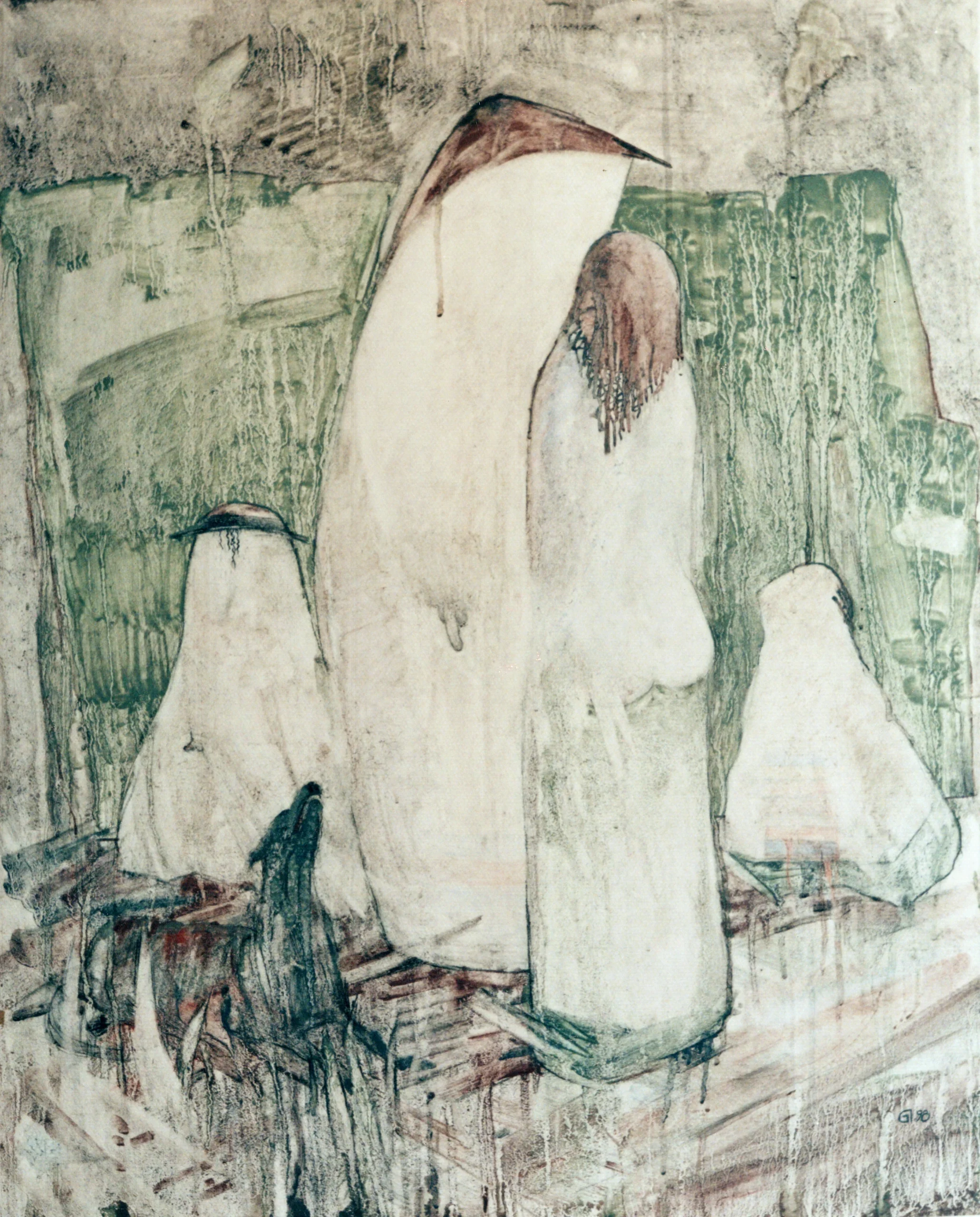„Lucrarea „Urletul câinelui” de Gheorghii Diaconu, realizată în tehnică mixtă, dimensiune 70x80 cm, creație originală din 1998”