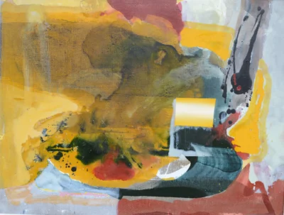Oil on canvas artwork “Beginnings I” by Moldovan painter Florina Brezu, 73 × 97 cm, 2013.