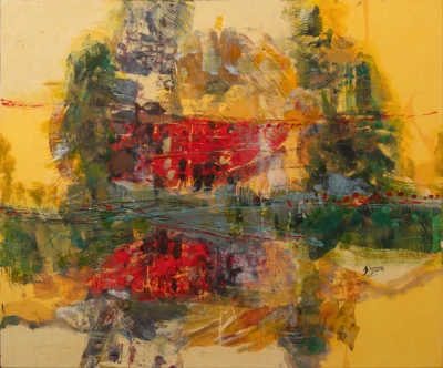 Abstract acrylic on canvas artwork “Majora” by Moldovan abstract artist Andrei Negură, 100 × 120 cm, 2025.