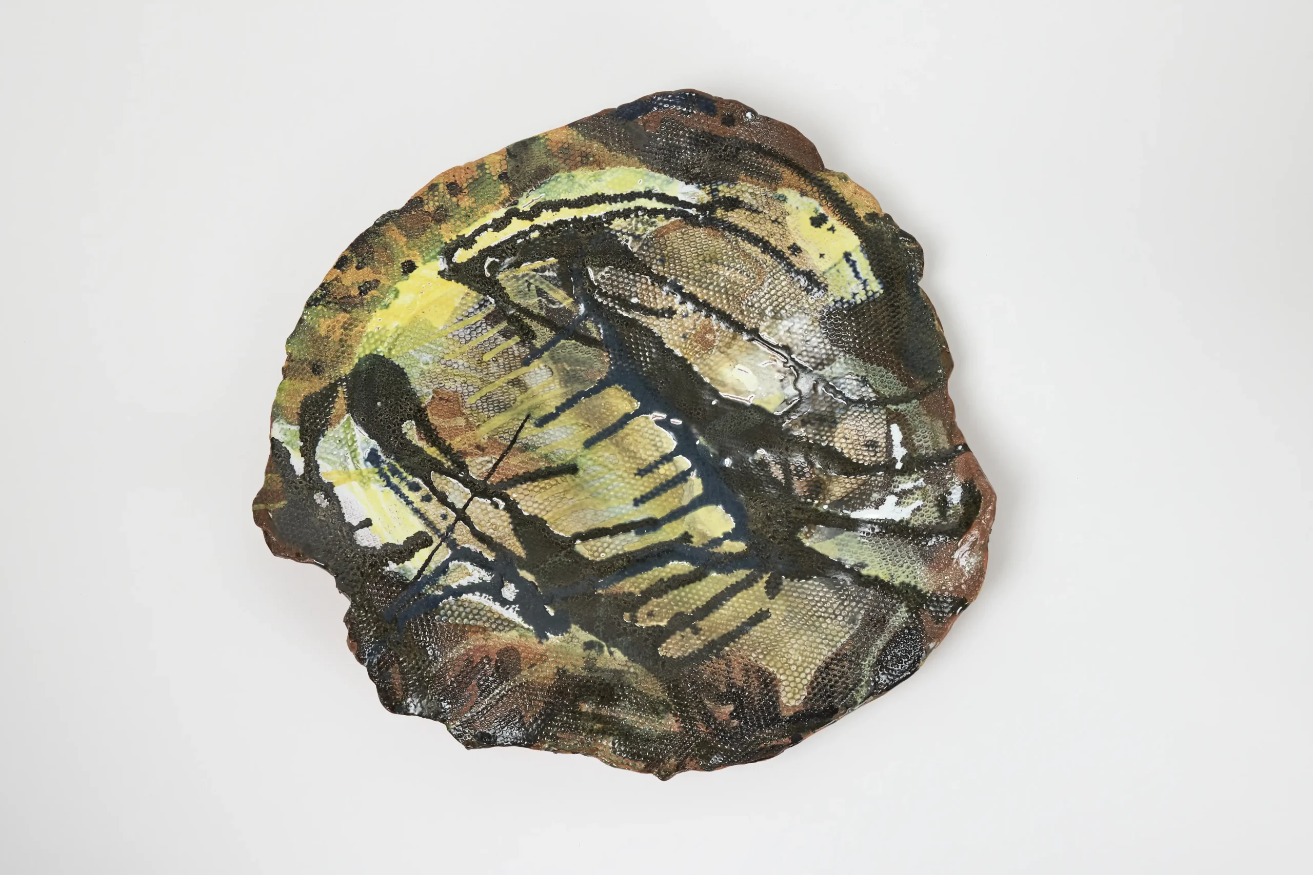 “Roots” (2019), ceramic artwork by Mariana Carp, 6 × 46 × 46 cm