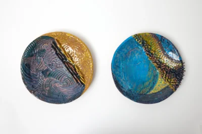 “Waters of the Dniester” (2018), ceramic artwork by Mariana Carp, 3.5 × 32 × 64 cm