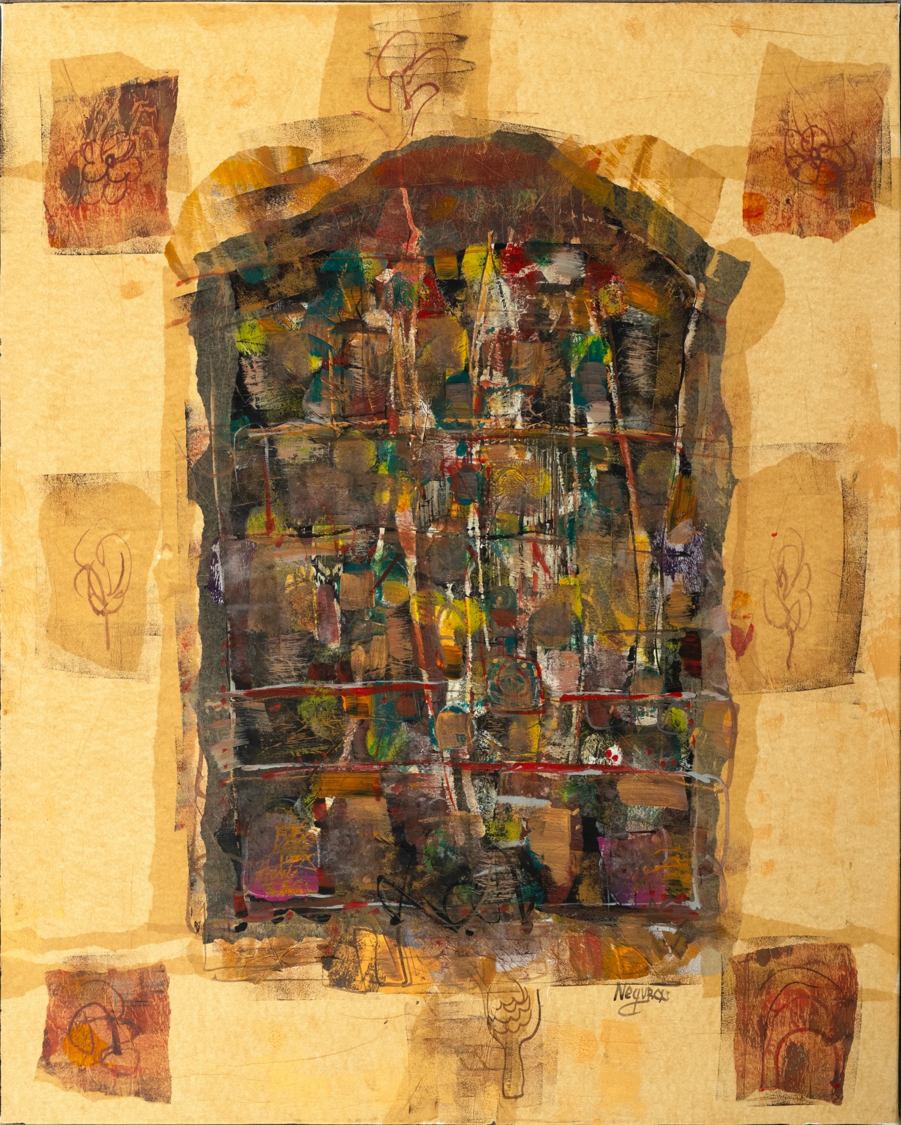 Abstract acrylic on canvas artwork “Parchment I” by Moldovan abstract artist Andrei Negură, 100 × 80 cm, 2025.