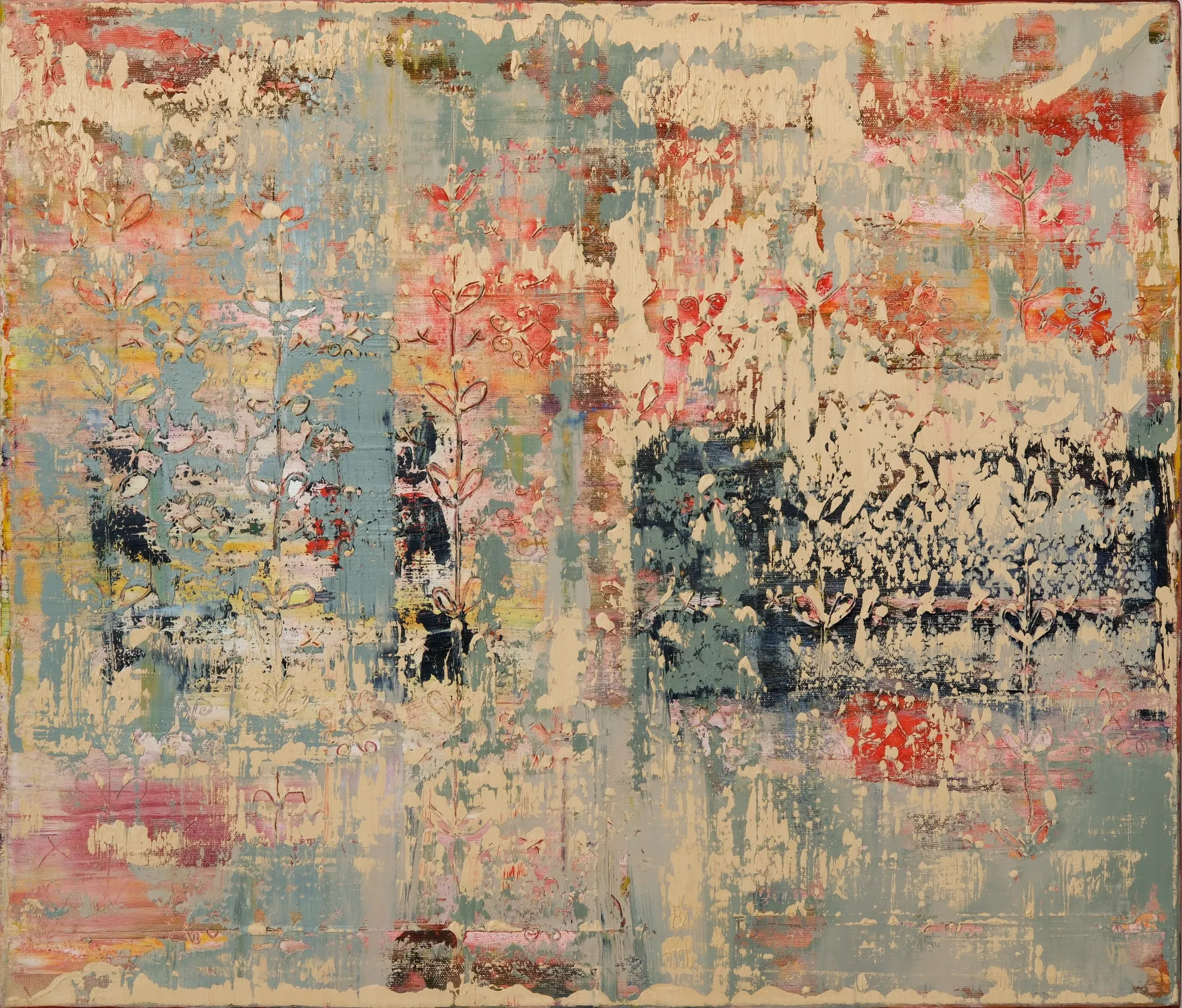 Oil on canvas artwork “Reminiscences I” by Moldovan painter Florina Breazu, 60 × 70 cm, 2022.