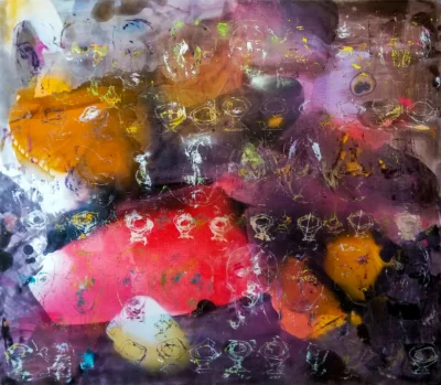 Oil on canvas artwork “Revelation” by Moldovan painter Florina Breazu, 125 × 143.5 cm, 2019.