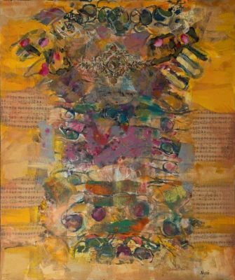 Abstract acrylic on canvas artwork “Solara 1” by Moldovan abstract artist Andrei Negură, 120 × 100 cm, 2024.