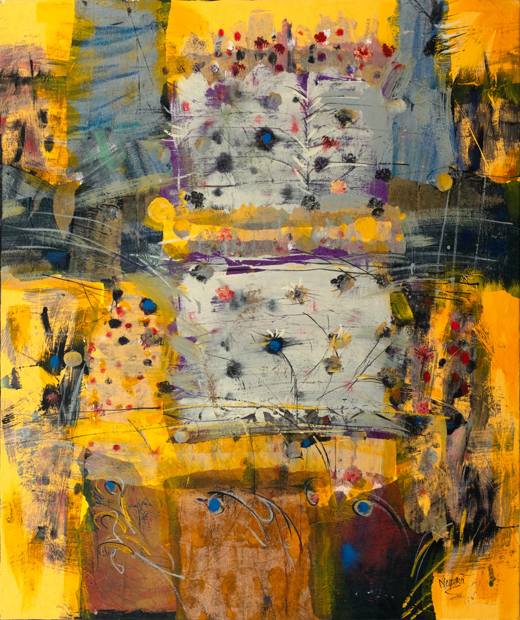 Abstract acrylic on canvas artwork “Solara 5” by Moldovan abstract artist Andrei Negură, 120 × 100 cm, 2025.