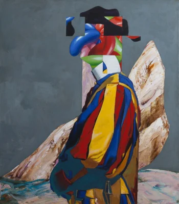 Swiss Guardian, oil on linen painting by Stefan Esanu, 128 × 113 cm, 2026