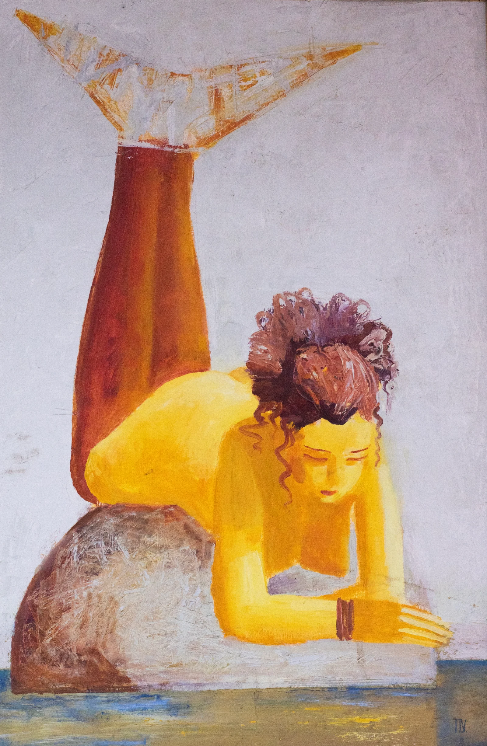 Mermaid, 2017, oil on linen painting by Moldovan artist Vadim Palamarciuc, 60 × 90 cm.